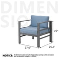 thumbnail image 4 of Aluminum Patio Club Chair, 2 Pcs Outdoor Armchairs with Blue Cushion, Patio Furniture Metal Armchair for Outside, Porch, Backyard, Balcony, 4 of 6