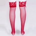 thumbnail image 2 of Gupgi Bas Cuisse Femme Bord Genou Bas Dentelle Transparente Chaussettes, 2 of 3