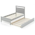 thumbnail image 1 of Costway Twin Size Platform Bed with Trundle Pull-out Trundle Headboard & Footboard Gray, 1 of 10
