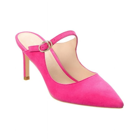 

Stuart Weitzman Crystal Buckle 75 Suede Mule 7 Pink