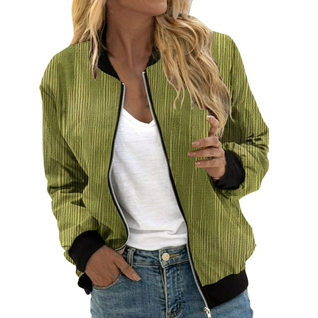 Duoif Veste Femme, Veste Décontractée Imprimée à la Mode pour Femmes, Cardigan à Fermeture Éclair, Vert TG