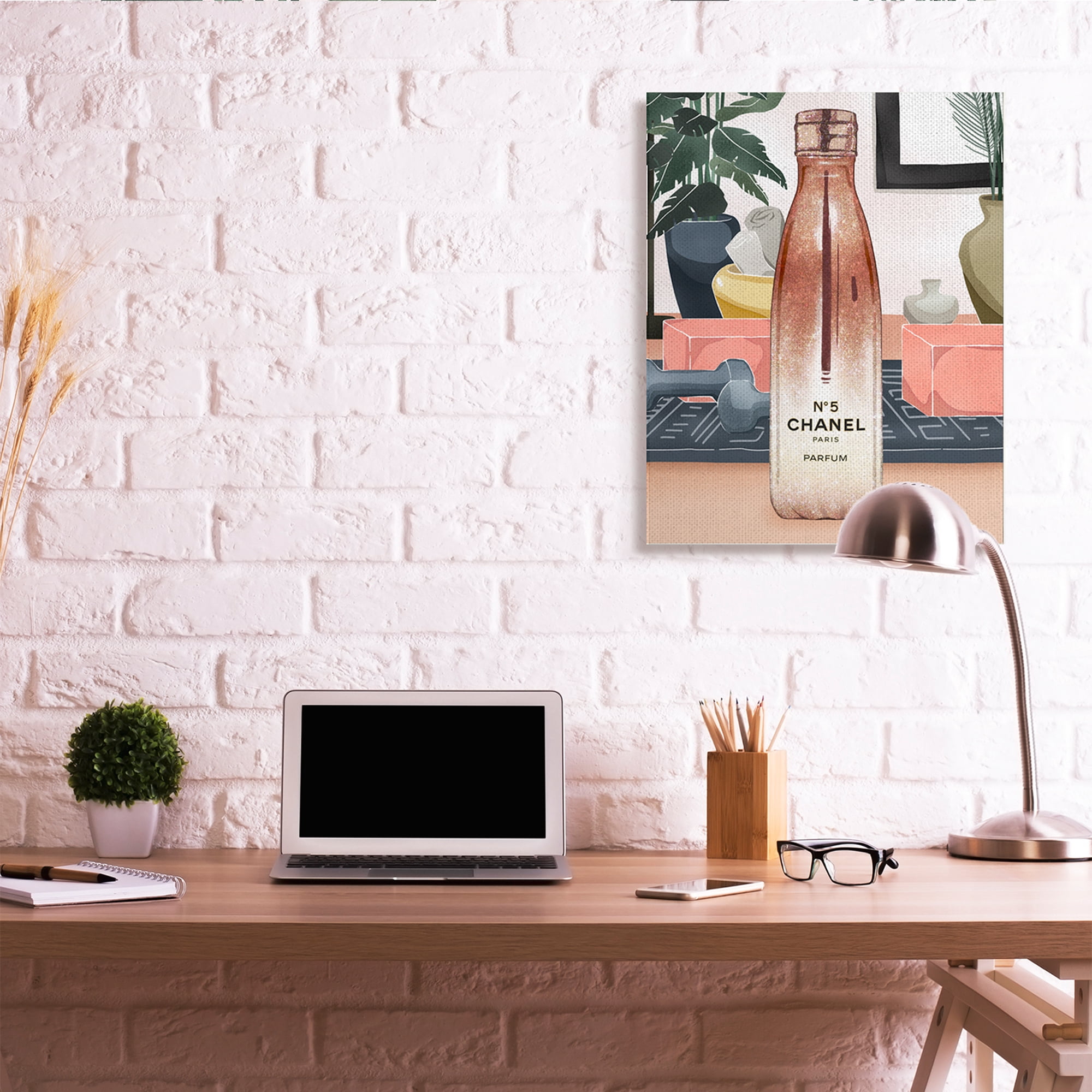 Stupell Industries Glam Fashion Designer Bottle Modern Home Interior Beauty & Fashion Painting Black Framed Art Print Wall Art, 16 x 20