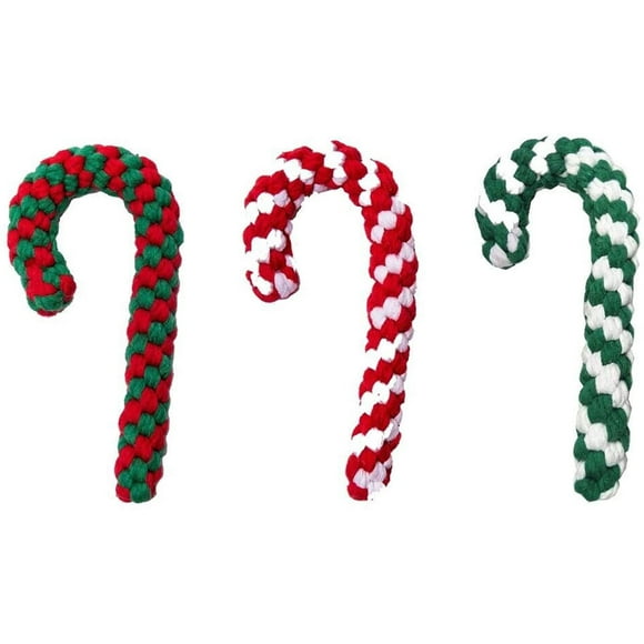 3 Pieces Christmas Dog Chew Toy Xmas Candy Cane Dog Rope Toy Cane Shaped Pet Chew Ropes For Christmas Dog Puppy Pets Chewing