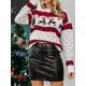 thumbnail image 2 of Suéter de mujer Otoño 2024 Nuevo patrón de ciervo navideño estampado suelto cuello redondo manga larga suéter de punto casual, 2 of 5