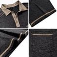 thumbnail image 3 of Men's Collared Polo Shirt Short Sleeve Contrast Trim & Pocket Casual T-Shirt Stylish & Breathable For Spring And Summer Daily Wear Tops,Black,L, 3 of 5