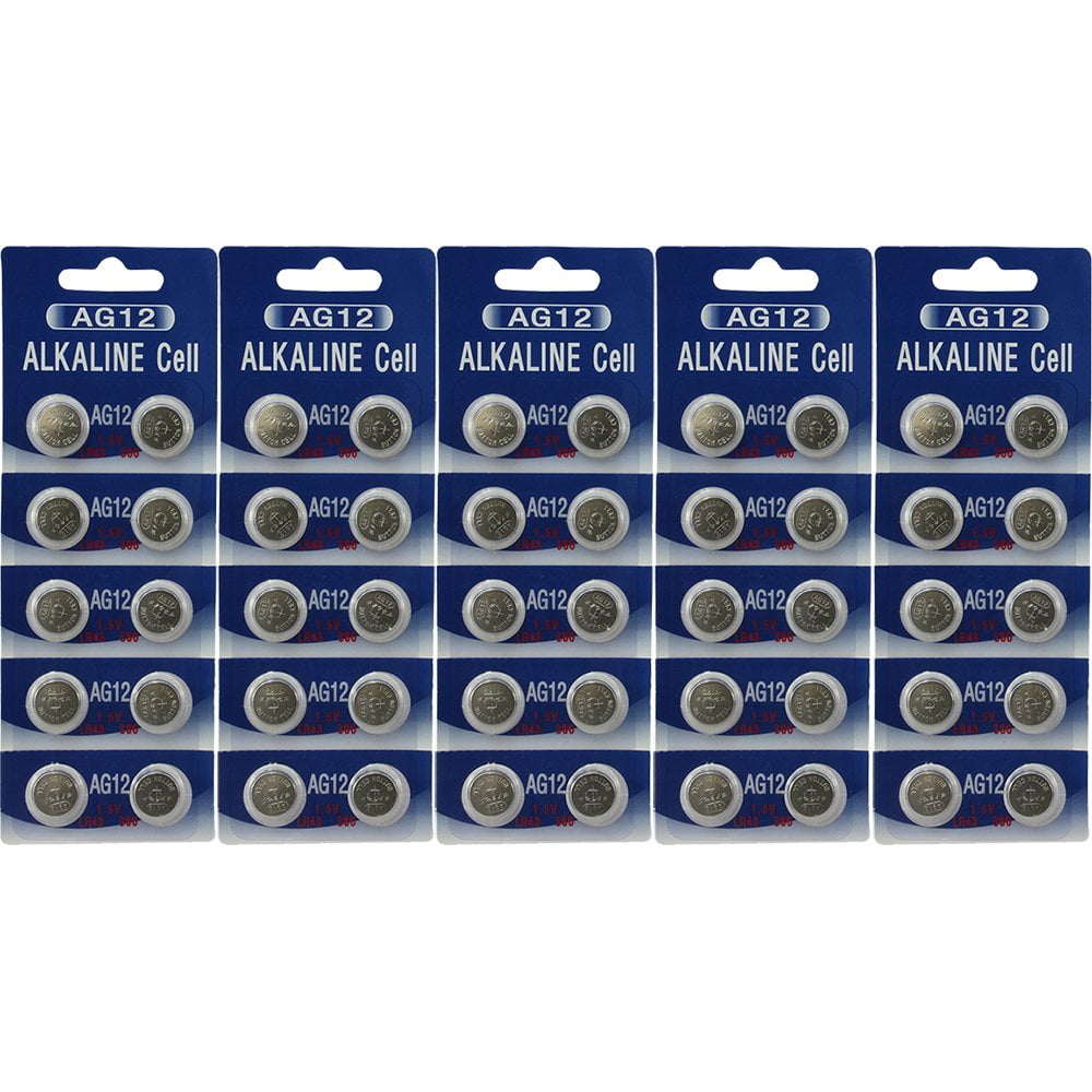Powertron AG12 386 Button Cell Watch Batteries 5 Packs of 10 (50