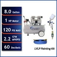thumbnail image 2 of 1 HP 8 Gallon 60 dB Ultra Quiet Oil-Free Lightweight Air Compressor and LVLP Spray Painting Kit, 2 of 5