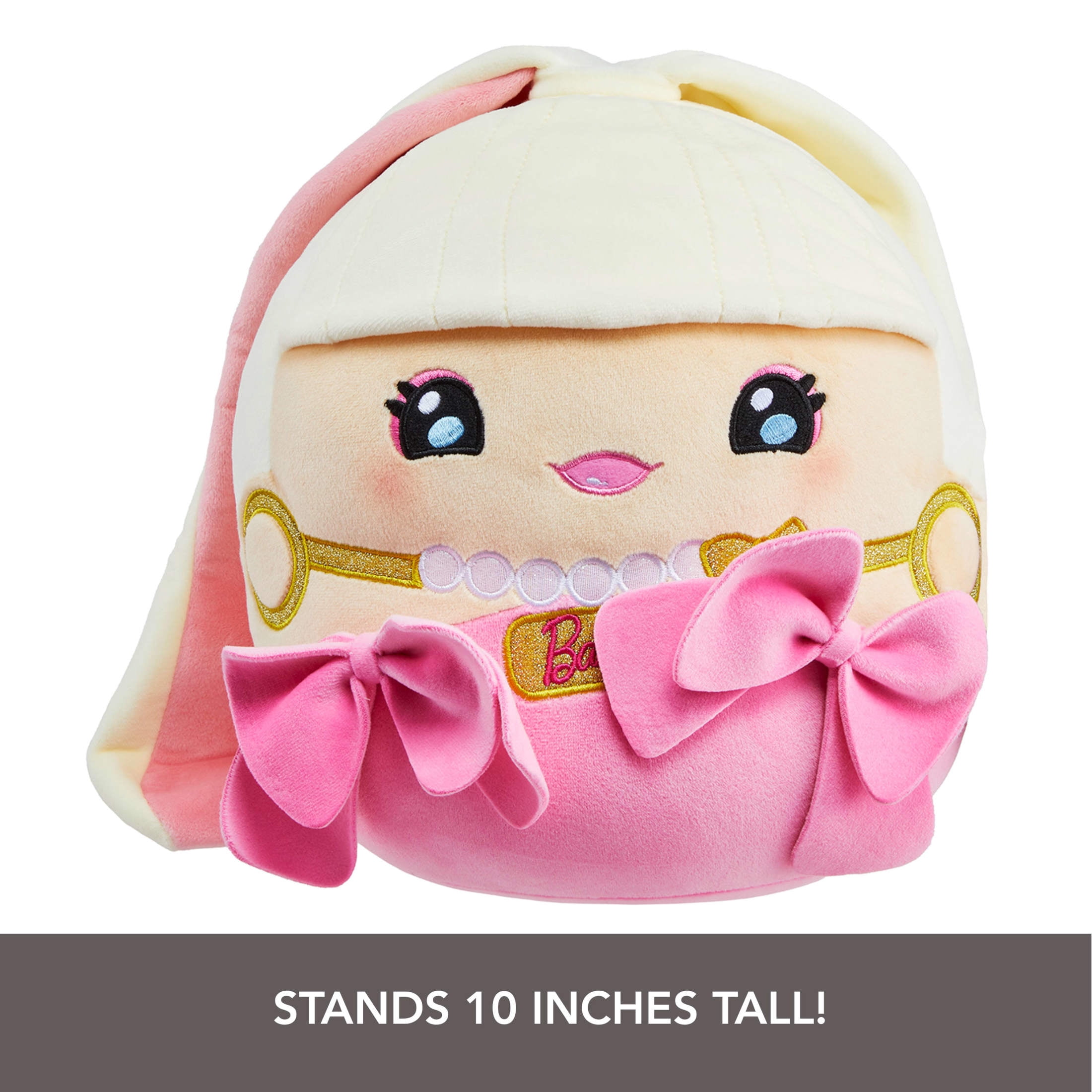 Barbie Cuutopia Plush, 10-inch Soft Pillow Doll, Iconic Pink Look & Felt Pink Bows, Collectible Toy