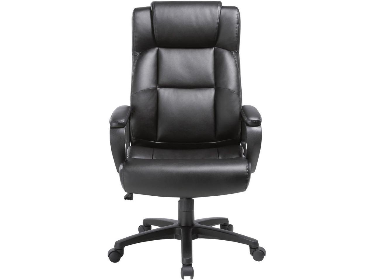 Lorell Soho High-back Leather Executive Chair - Black Bonded Leather Seat - Black Bonded Leather Back - 5-star Base - 18.39" Seat Width - 28.5" Length x 29" Width x 28" Depth x 46" Height - 1 Each - image 3 of 7