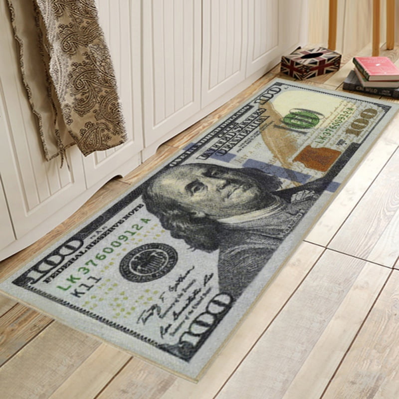 100 dollar bill rug black