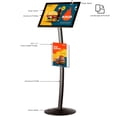 thumbnail image 2 of M&T Displays Curved Menu Board, 11x17 Inch Pedestal Sign Holder with 8.5x11 Inch Brochure Holder Black Floor Standing Aluminum Front Loading Easy Open Poster Message Advertisement Post, 2 of 7