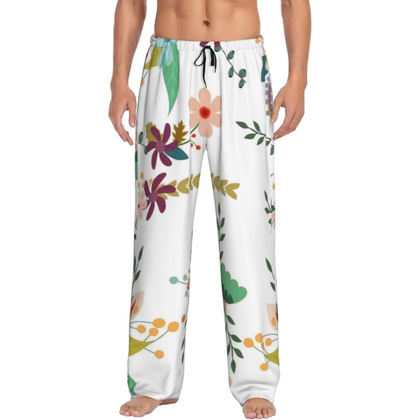 Balery Pretty Floral With Leaves Pantalones de pijama para hombre, pijama ultraligero, pantalón de descanso-XX-Large
