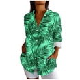 thumbnail image 2 of TaTaai Ladies Casual Lapel Long Sleeve Shirt Cotton Linen Like Hawaiian Print All Over Pattern Fashion Top for Spring Summer Fall Daily Street Wear Soft Comfortable Stylish Blouse Gift, 2 of 6