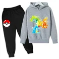 thumbnail image 3 of Conjunto de sudadera y pantalón con estampado de Pikachu para niños y niñas, conjunto informal con capucha y estampado de Pokémon, camisetas Kawaii para niños, jersey deportivo para niños, 3 of 5