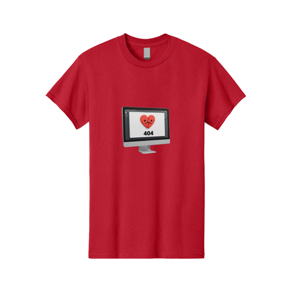 404-Error-Heart Mens Graphic Tee, 100% Cotton, Casual Summer Wear BAA085