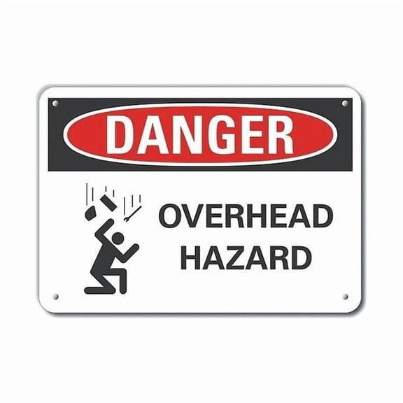 Lyle Overhead Hazard Danger Sign,7x10in,Plstc LCU4-0254-NP_10X7
