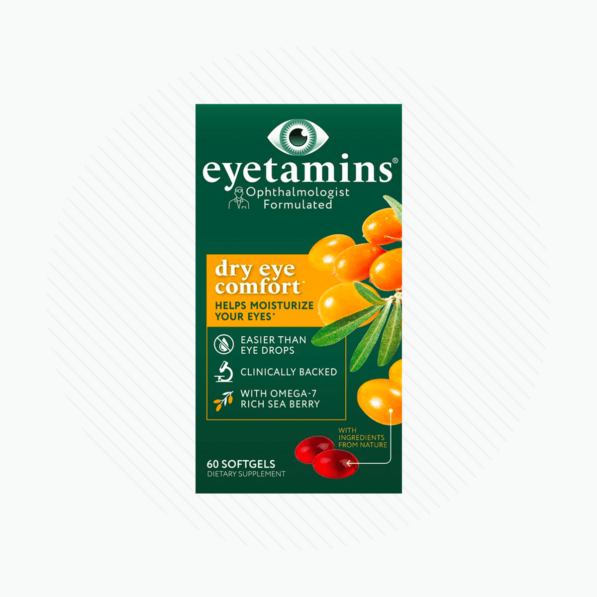 Eyetamins Dry Eye Comfort Natural Supplements for Dry Eyes 60ct