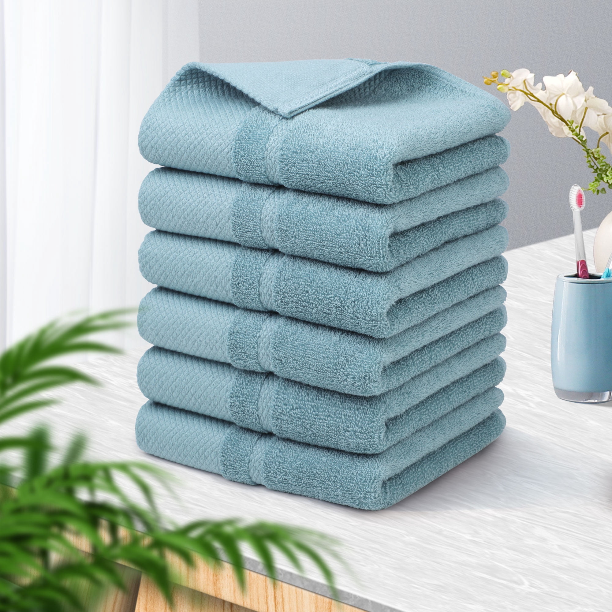 PiccoCasa 6 Pack 100% Cotton Hand Towel Set 14