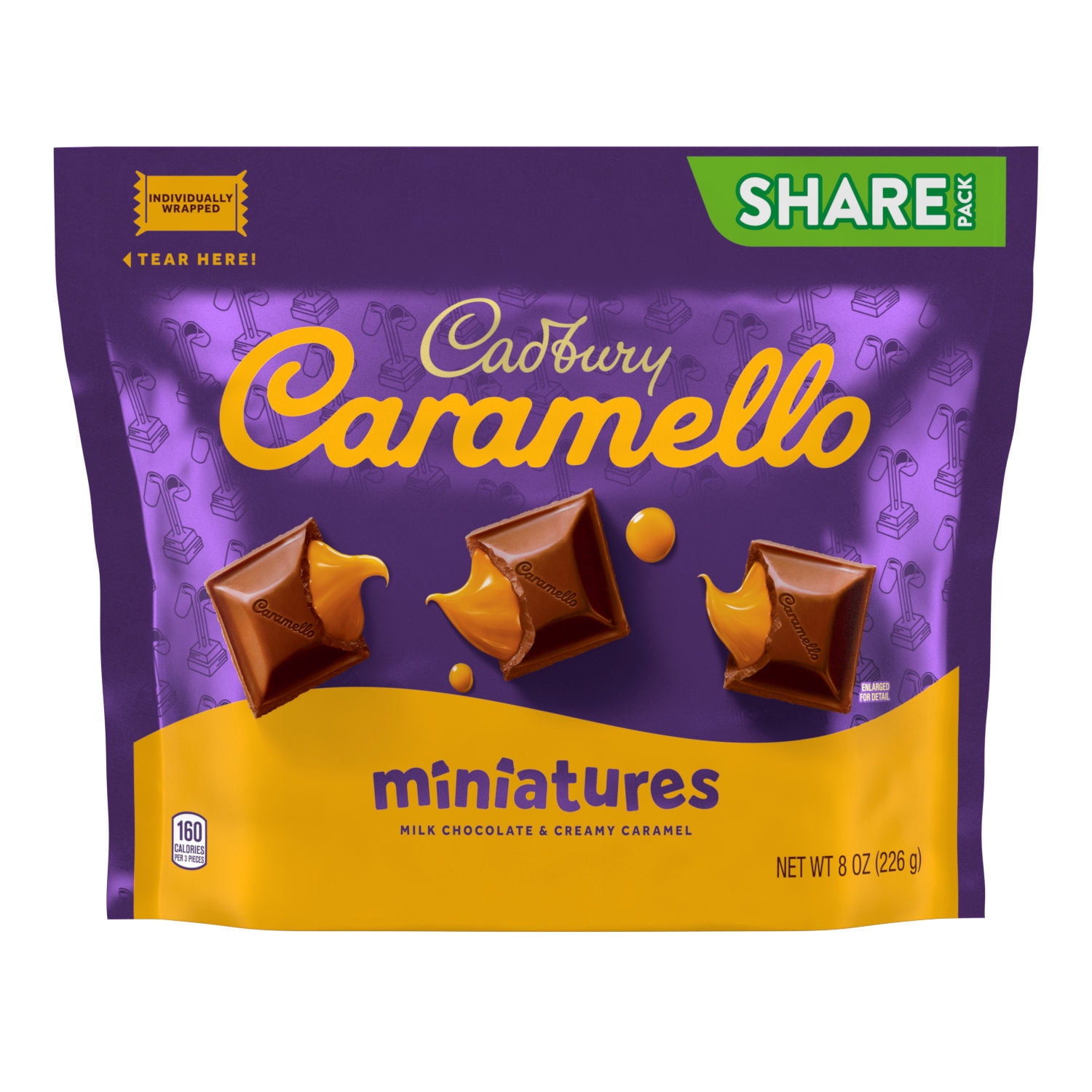 CADBURY CARAMELLO Miniatures Milk Chocolate and Creamy Caramel Squares, Easter Candy Share Pack, 8 oz