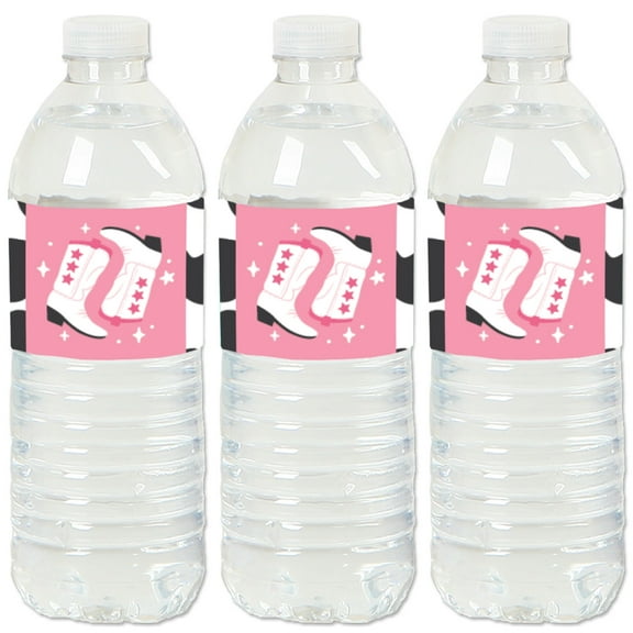 Big Dot of Happiness Rodeo Cowgirl - Pink Western Party Water Bottle Sticker Labels - Set of 20