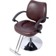 thumbnail image 3 of Height Adjustable Hair Stylist All Purpose Barber Chair with Armrest for Barbershop, Heavy Duty Hydraulic PU Leather Salon Chair, Shampoo Reclining with Footrest, Brown, 3 of 8