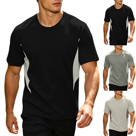 Men’s Active Quick Dry Crew Neck T Shirts Loose Fit | Athletic Running Gym Workout Short Sleeve Tee Tops Size M-4XL Black-E