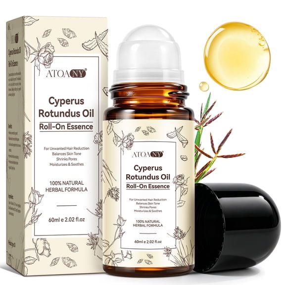 LusBeauty Cyperus Rotundus Oil Roll-On, Natural Formula for Unwanted Hair Care, Helps Soothe & Moisturize Skin, Shrink Pores, 2.02 fl oz (60 ml)