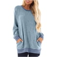 thumbnail image 3 of CEHVOM Blouse d'Été Décontractée à Manches Longues pour Femmes Col Rond Hauts Unis T-Shirt Liquidation, 3 of 7