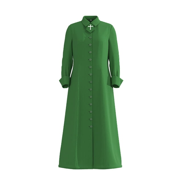 GRACEART Women Clergy Cassock Robe for Church Cross Pastor Robes Priest Clerical Robe