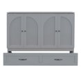 thumbnail image 6 of Harper & Bright Designs Rattan Full Size Murphy Bed, Wooden Full Murphy Bed Frame with Large Drawers, Folding Wall Chest Cabinet Bed for Guest Room, Gray, 6 of 17