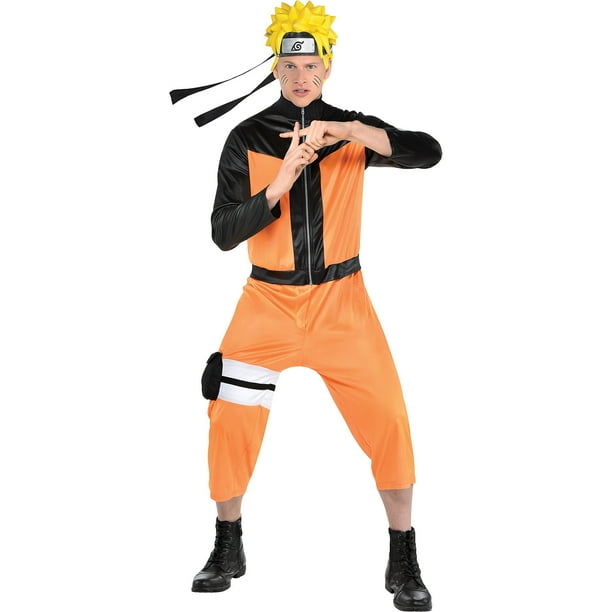 Party City Naruto Costume For Adults Includes Black And Orange Zip Jumpsuit Holster And Headpiece Walmart Com
