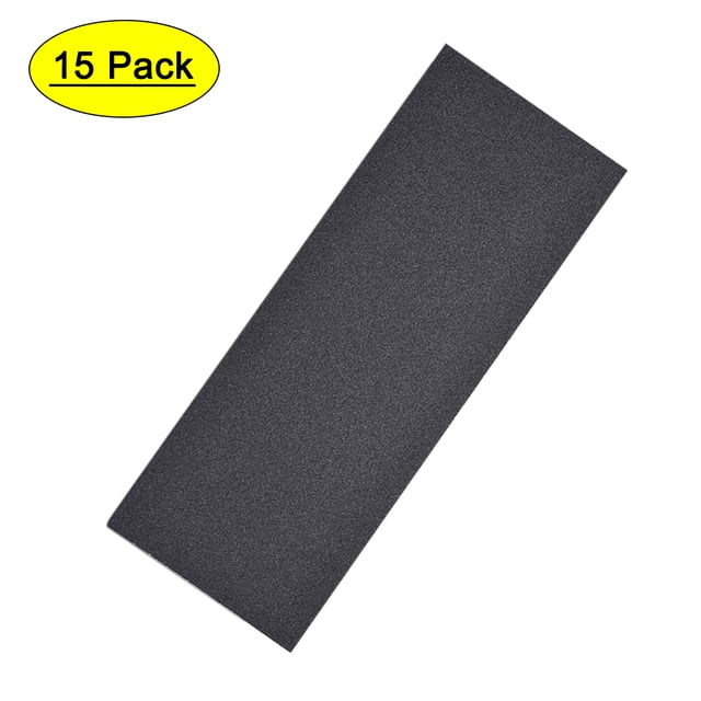 Papel de lija impermeable de carburo de silicio Uxcell 9" x 3.7" grano 180, paquete de 15