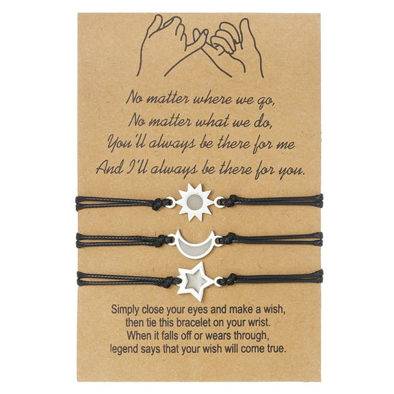 Fogun 3Pieces Elegant Friendship Bracelets for Best Friend Couples Star Pendant Wrist Chain Adjustable Handmade Cord