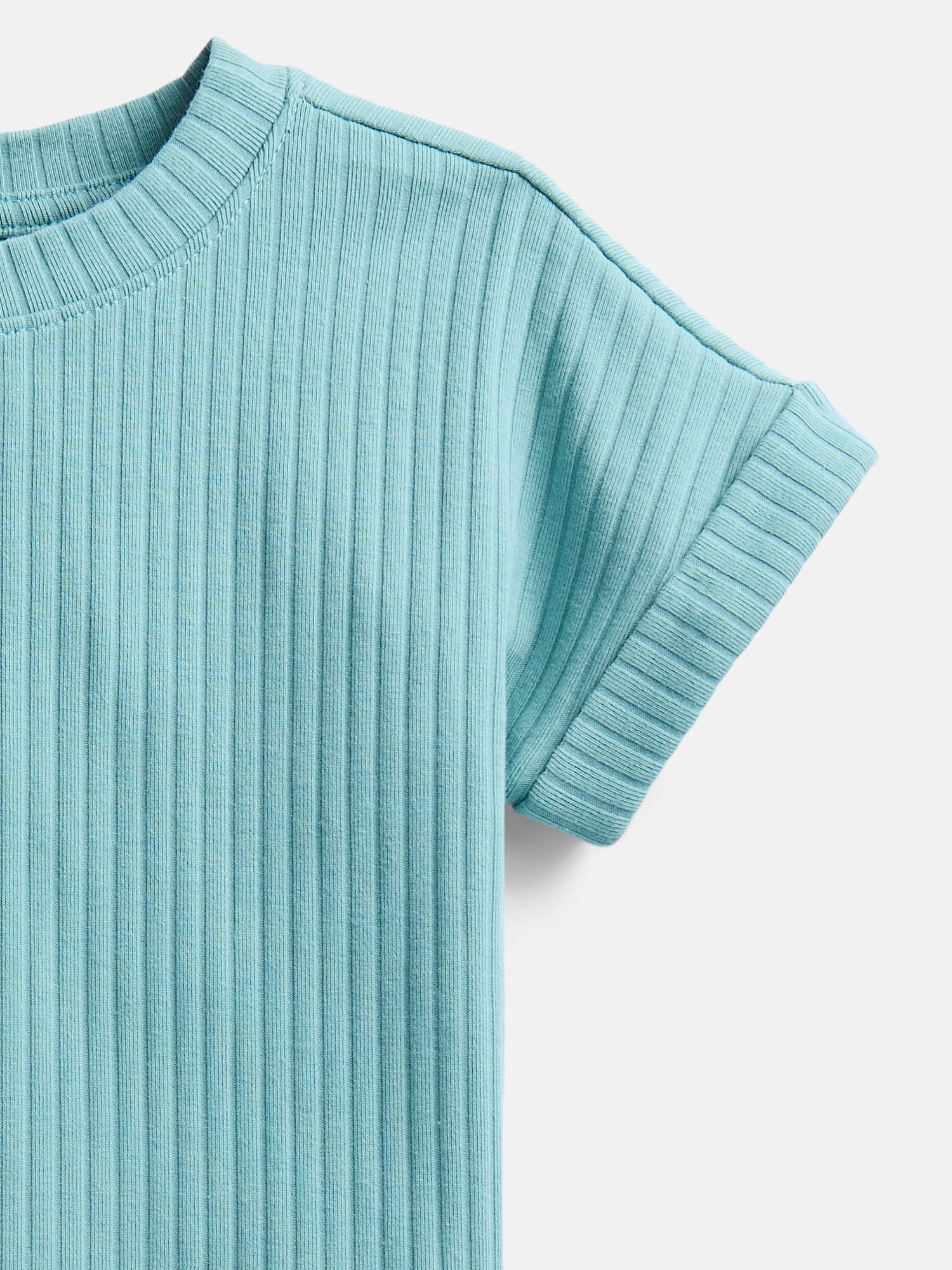 Wonder Nation Girls' Ribbed Knit Top with Short Sleeves, Sizes 4-18 & Plus