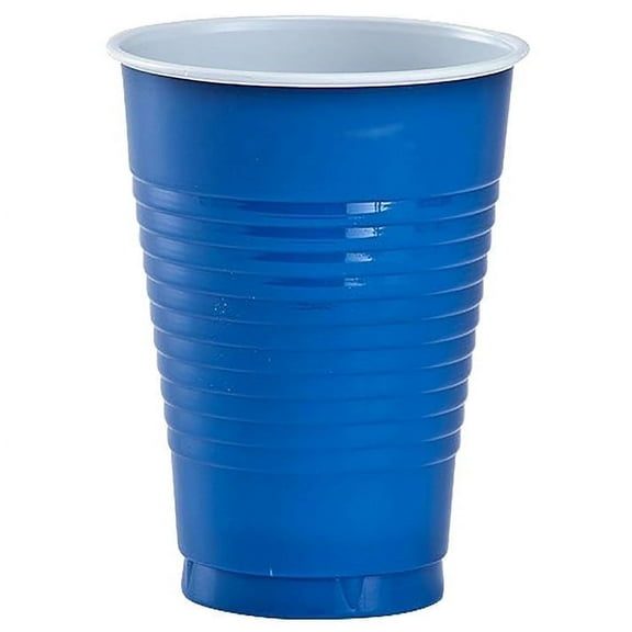 Disposable, Solid Color, Durable Party Dimensions Plastic Cups in Blue, 18 oz: Ideal for Parties, Events, and Everyday Beverage Needs:16CT