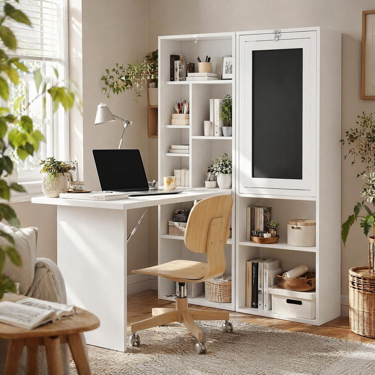 Homcom Fold-Out Wall Mounted Computer Desk with Storage photo 2