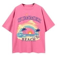 thumbnail image 4 of Womens T Shirts Loose Fit Summer Tops Casual Crew Neck Oversize Short Sleeve Style Women's T-Shirts Graphic Tees Hot Pink M, 4 of 4
