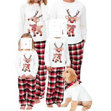 

Sunisery Family Matching Christmas Pajamas Sets Classic Elk Print Sleepwear Pjs for Mom Dad Kid Baby Dog