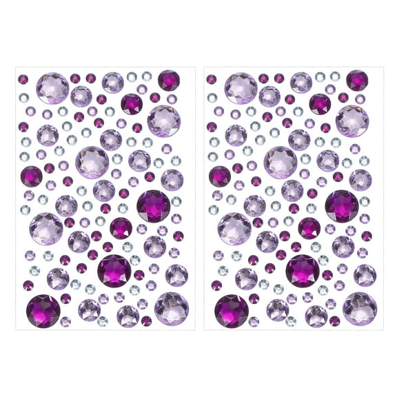 Uxcell Self-Adhesive Rhinestone Stickers, Face Stone Jewel Stickers for Crafting Nail Decor Makeup DIY Purple