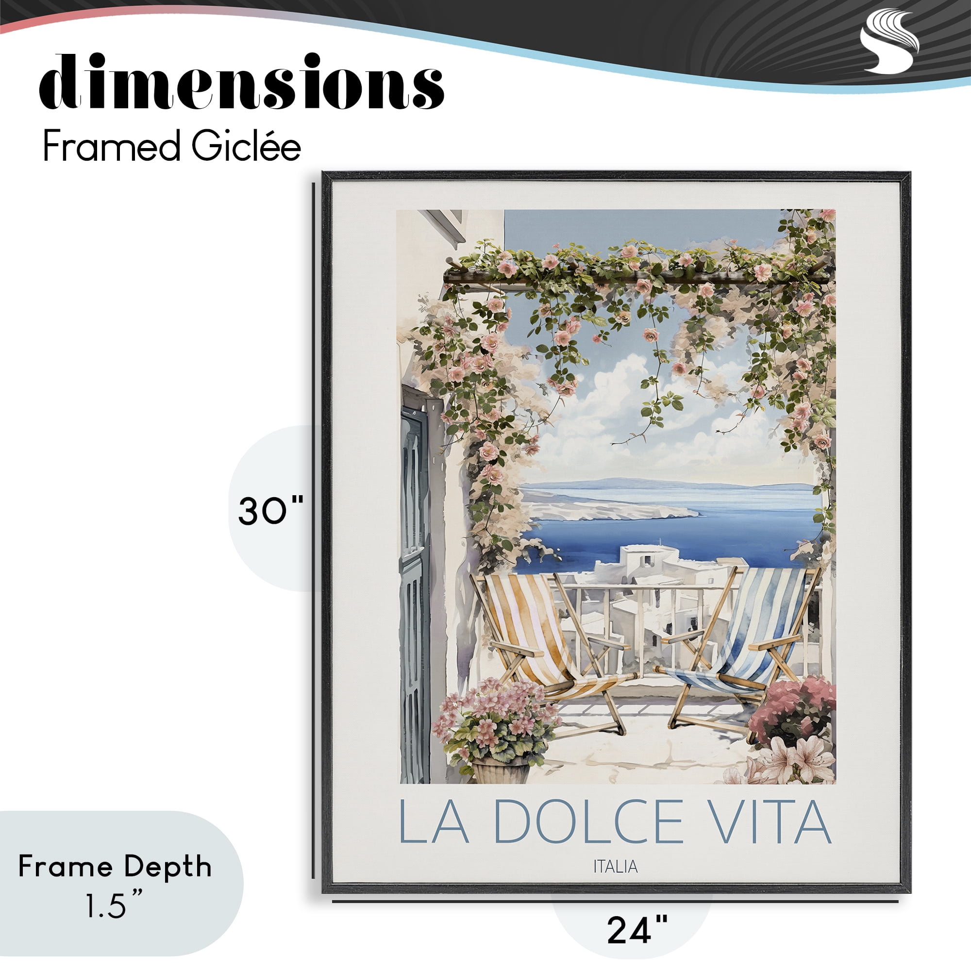 Stupell Industries Coastal Italian Balcony View Black Framed Giclee Art, design by CAD Designs