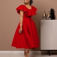 thumbnail image 2 of AURA Plus Size Summer Ruffle Sleeve High Waist Maxi Swing Dress Elegant Banquet Party Dress XL XXXL, 2 of 9