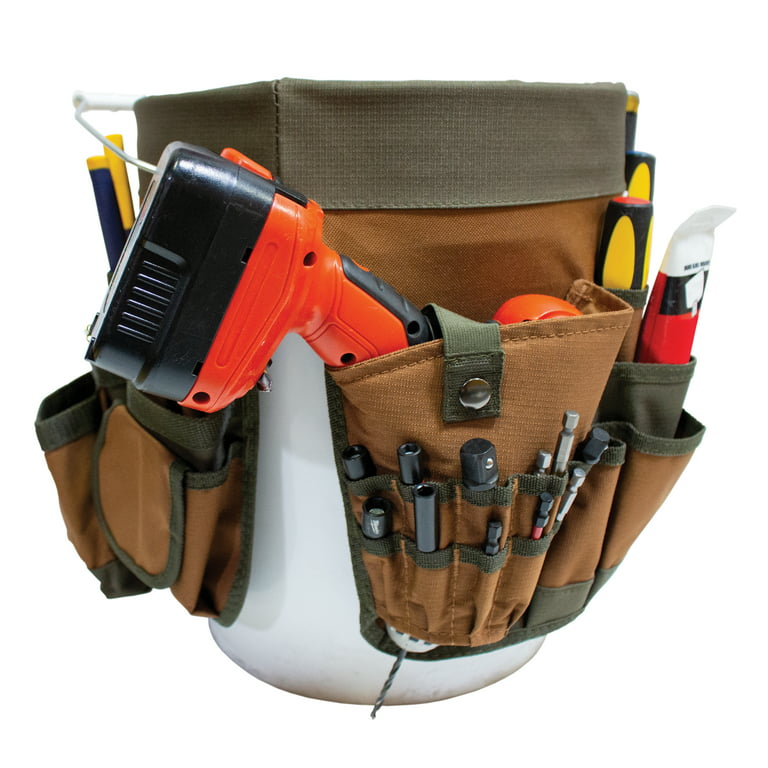 35-Pocket 5-Gallon Bucket Canvas Organizer Bag with Drill Holster, 57103
