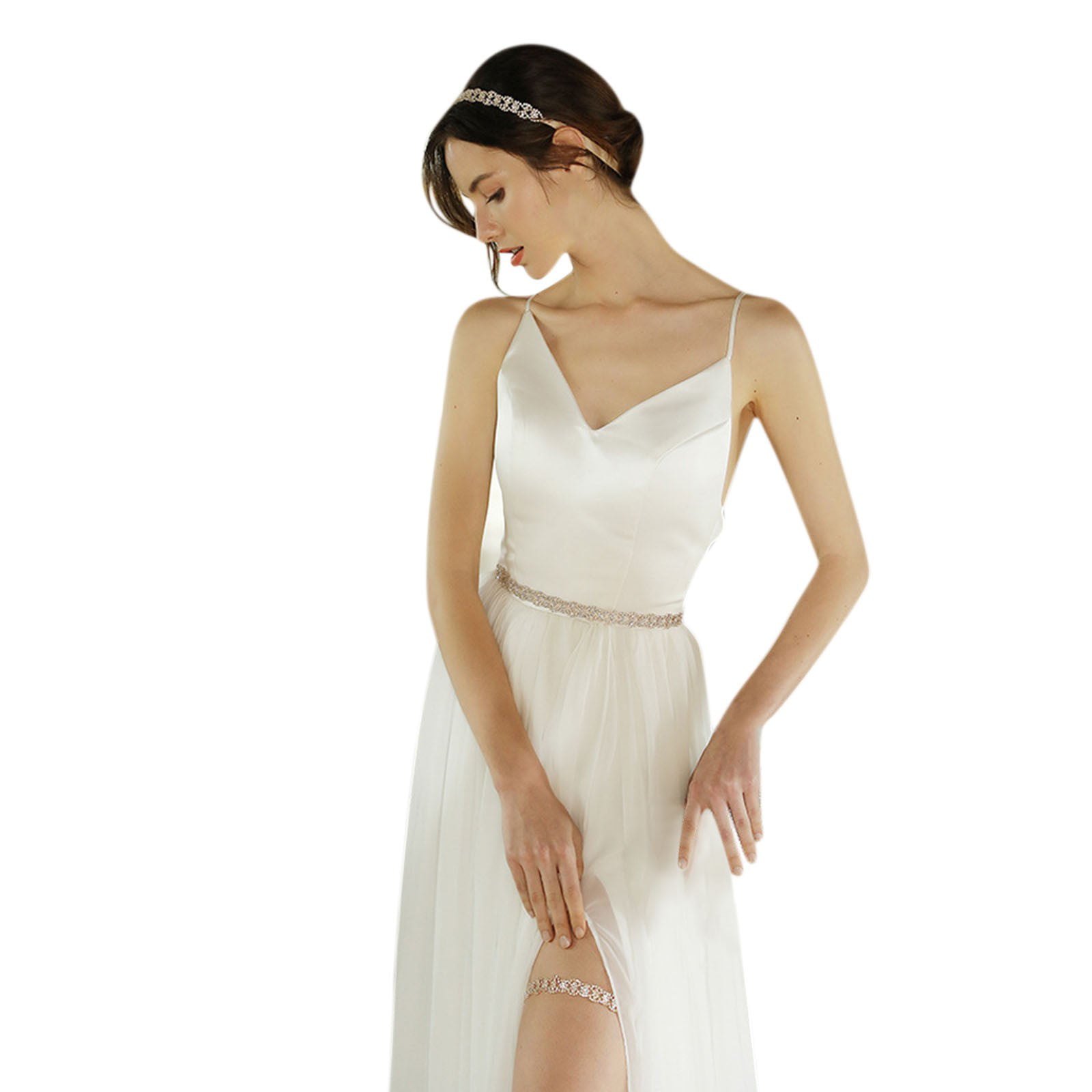 ifundom 2pcs Wedding Girdle Diamond Wedding Glitter Dress Belt  Crystal Women Belts for Dresses Gold Trim Wedding : Home & Kitchen