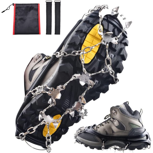 Crampones antideslizantes MACHAO para zapatos DE nieve con puntas DE hielo para caminar Senderismo Invierno (M)