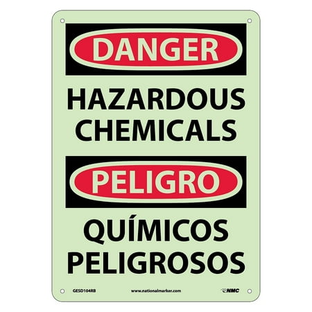UPC: 0887481051949 | National Marker Hazardous Chemicals Bilingual 14X10 Glo Rigid Pastic Danger Sign GESD104RB