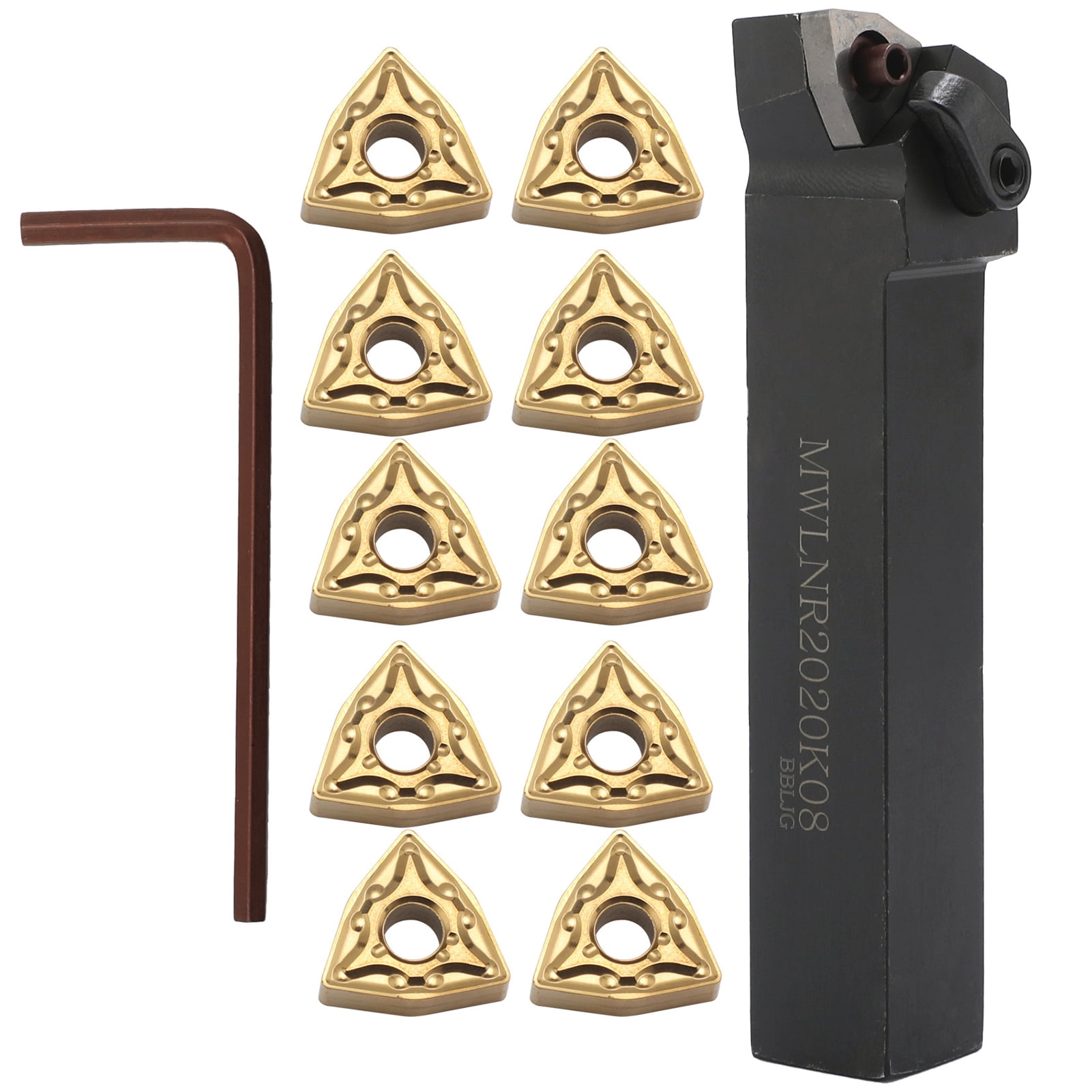 Holder,Lathe Tool Carbide Tools Set With Carbide Mwlnr2020k08 10pcs Drill Rod Carbide 10pcs Carbide Wrench Twirltide
