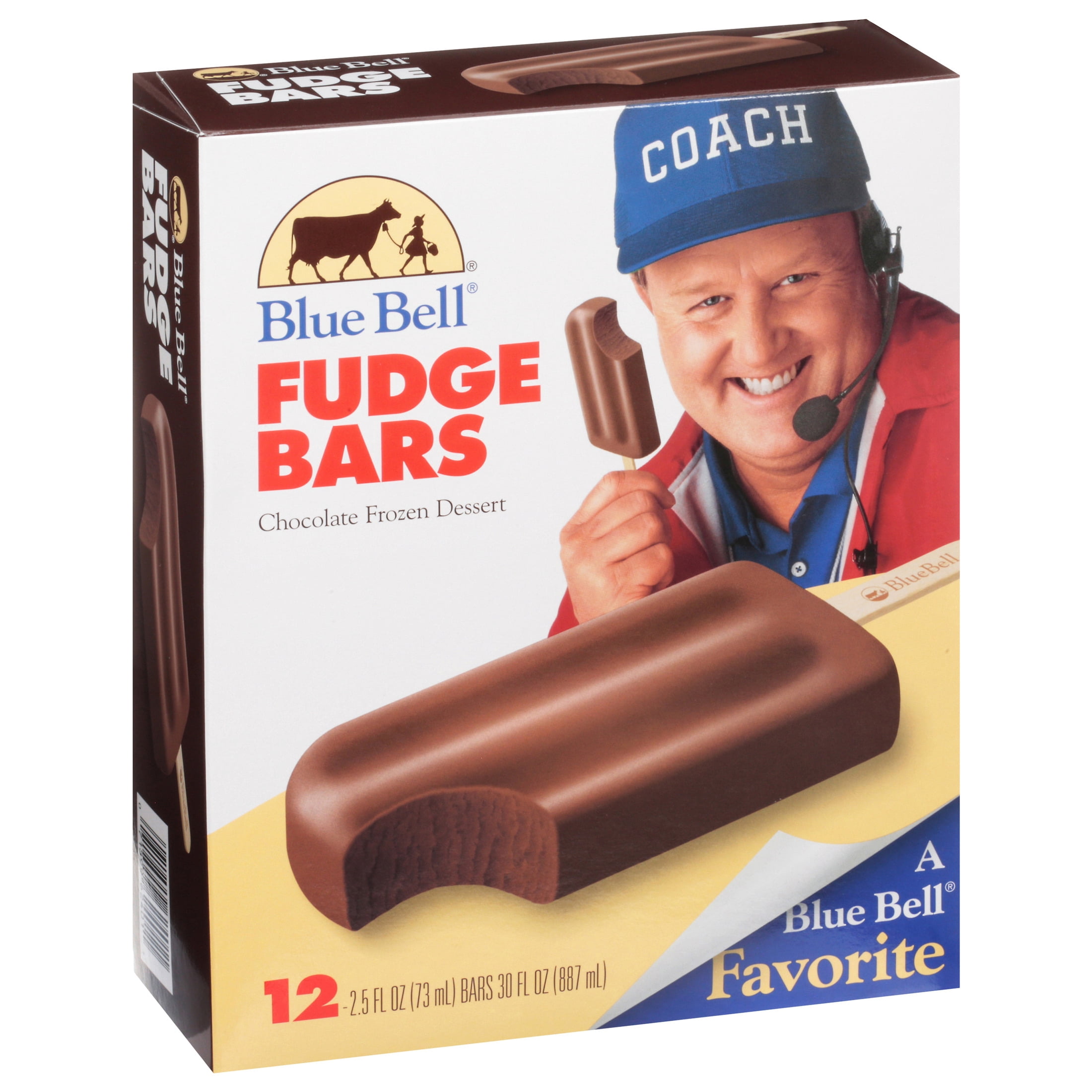 Blue Bell Chocolate Fudge Frozen Dairy Dessert Bars, 2.5 fl oz, 12 Count