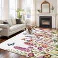 thumbnail image 2 of Spring Floral Area Rugs 5'x7', Small Throw Rugs for Laundry Room Playroom, Watercolor Lavender Daisy Butterflies Botanical Indoor Outdoor Rug Non-Slip Low Pile Carpet Runner Reversible Floor Mats, 2 of 8