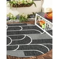 thumbnail image 2 of Unique Loom Outdoor Modern Collection Area Rug - Mod (6' 1" Round Black and White), 2 of 11