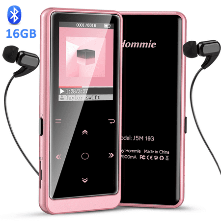 16GB Bluetooth MP3 Player with Touch Button, Hommie HiFi Lossless Sound Music Player with FM Radio Voice